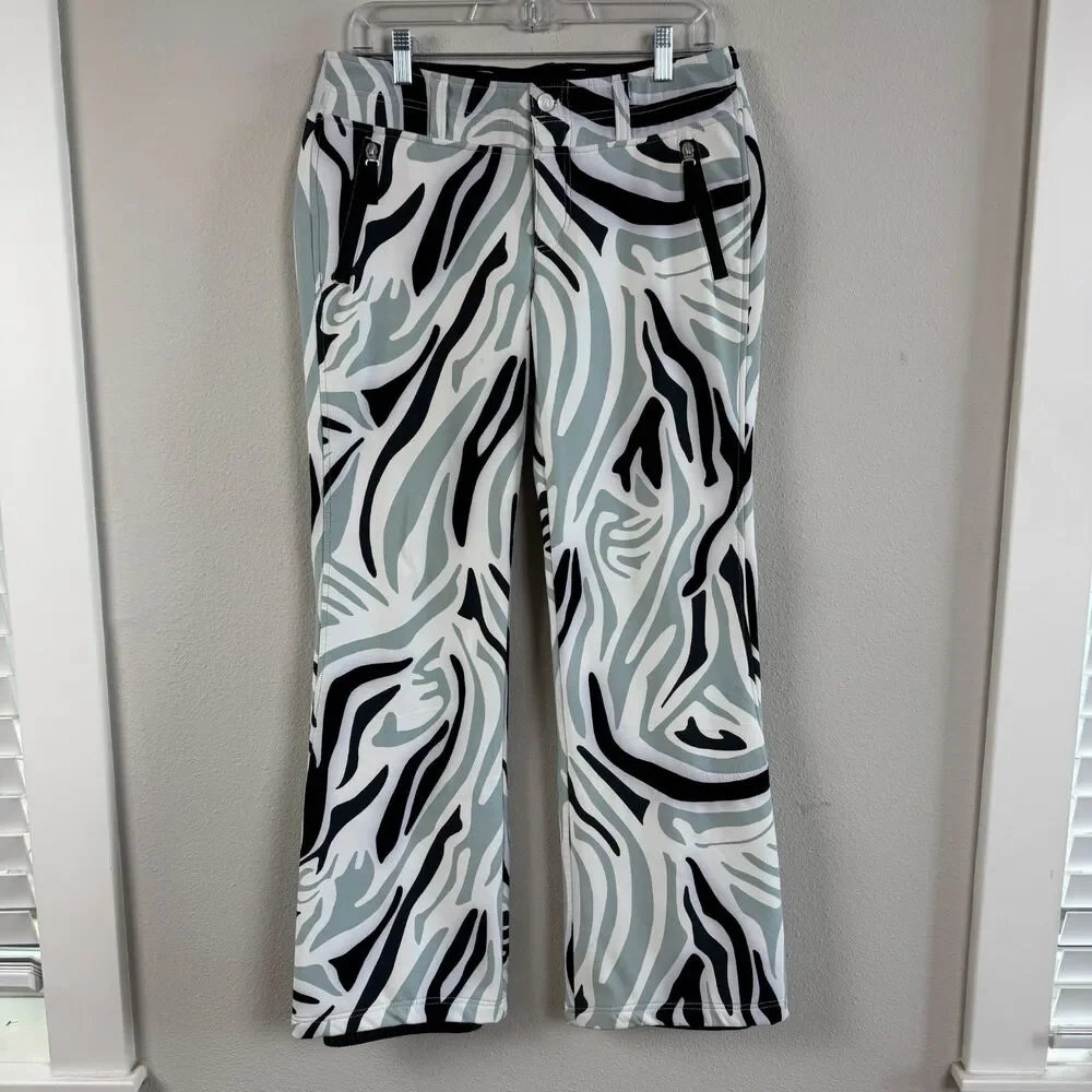 Bogner Fire + Ice Abstract Print Ski Pants Women's 10 Softshell Designer Snow